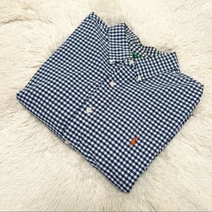 Ralph Lauren Blue and White Checkered Dress Shirt